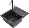 Graniidist köögivalamu Mexen Enzo 6506-76-670401-08-B, 57 x 46 x 17.4 cm, must täpiline, koos segisti ja sifooniga