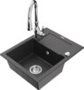 Graniidist köögivalamu Mexen Enzo 6506-76-672601-00, 57 x 46 x 17.4 cm, black granite+chrome, koos segisti ja sifooniga