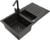 Graniidist köögivalamu Mexen Matias 6502-75-670300-70-B, 90 x 50.5 x 20 cm, must/kuldne, segisti ja sifooniga