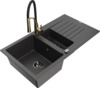 Graniidist köögivalamu Mexen Matias 6502-76-73450-57-B, black granite/black/gold, segisti ja sifooniga