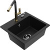 Graniidist köögivalamu Mexen Milo 6505-77-670401-57-B, 43.5 x 41 x 17.1 cm, must/kuldne, koos segisti ja sifooniga