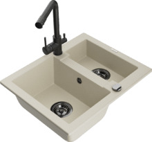 Graniidist köögivalamu Mexen Carlos 6518-69-671600-70, 47.5 x 58.2 x 17.7 cm, beež, koos segisti ja sifooniga