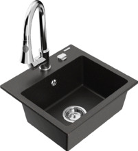 Graniitköögivalamu Mexen Milo 6505-75-670101-00, 43 x 41 x 17.1 cm, must/kuldne metallic, segisti ja sifooniga