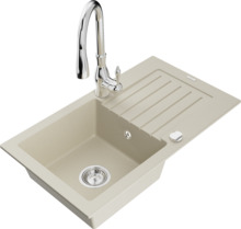 Graniidist köögivalamu Mexen Pablo 6510-69-672601-00, 75 x 43 x 16.1 cm, beež/kroom, segisti ja sifooniga
