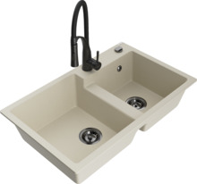 Graniidist köögivalamu Mexen Tomas 6516-69-73450-70-B, 80 x 50 x 19 cm, beež, koos segisti ja sifooniga