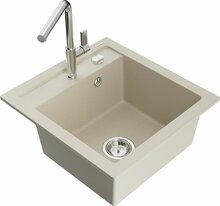 Graniidist köögivalamu Mexen Vito 6503-69-670401-00, 49 x 52 x 21 cm, beež/kroom, segisti ja sifooniga