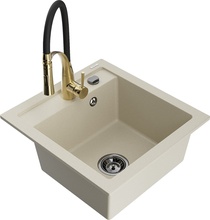 Graniidist köögivalamu Mexen Vito 6503-69-73450-57-B, 52 x 49 x 21 cm, beež, koos segisti ja sifooniga