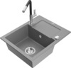 Graniidist köögivalamu Mexen Enzo 6506-71-670401-07, 57.6 x 46.5 x 17.4 cm, hall/must/kroom, segisti ja sifooniga