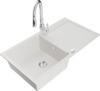 Graniidist köögivalamu Mexen Leo 6501-20-672601-00, 90 x 50 x 19 cm, valge, koos segisti ja sifooniga