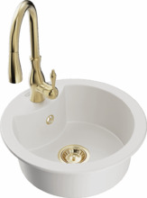Graniitköögivalamu Mexen Diego 6512-20-672601-50, 48 x 48 x 16 cm, valge, segisti ja sifooniga