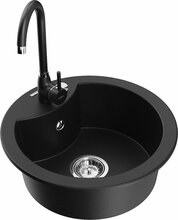 Graniidist köögivalamu Mexen Diego 6512-77-670200-70, 48 x 48 x 16 cm, must, koos segisti ja sifooniga