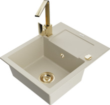 Graniidist köögivalamu Mexen Enzo 6506-69-670300-50, 57.6 x 46.5 x 17.4 cm, beež, koos segisti ja sifooniga
