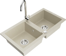 Graniitköögivalamu Mexen Mario 6504-69-670200-00, 82 x 43.6 x 16.1 cm, beež, segisti ja sifooniga