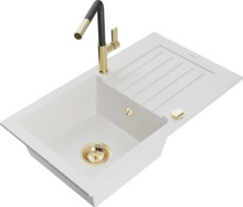 Graniidist köögivalamu Mexen Pablo 6510-20-670401-57-G, 75 x 43 x 16.1 cm, valge, koos segisti ja sifooniga