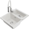Graniidist köögivalamu Mexen Carlos 6518-20-73450-02, 58.2 x 47.5 x 17.7 cm, valge/chrome, segisti ja sifooniga