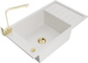 Graniidist köögivalamu Mexen Elias 6511-20-670300-50, 79 x 48 x 20 cm, valge/gold, koos segisti ja sifooniga