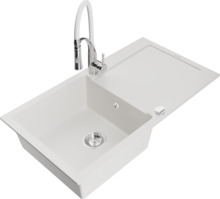 Graniitköögivalamu Mexen Leo 6501-20-73450-02, 90 x 50 x 19 cm, valge, segisti ja sifooniga