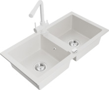 Graniidist köögivalamu Mexen Mario 6504-20-671600-20, 82 x 43.6 x 16.1 cm, valge, segisti ja sifooniga