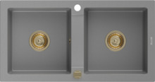 Graniidist köögivalamu Mexen Mario 6504822000-71-G, 820 x 436 mm, hall/kuldne, sifooniga
