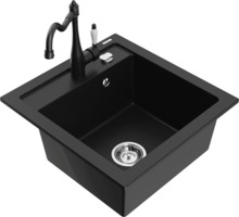 Graniidist köögivalamu Mexen Vito 6503-77-670700-70, 49 x 52 x 21 cm, must, koos segisti ja sifooniga