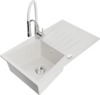 Graniidist köögivalamu Mexen Cesar 6514-20-73450-02, 77.5 x 47 x 20 cm, valge/chrome, segisti ja sifooniga