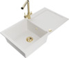 Graniidist köögivalamu Mexen Leo 6501-20-671600-50, 90 x 50 x 19 cm, valge/gold, koos segisti ja sifooniga