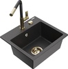Graniidist köögivalamu Mexen Milo 6505-76-670401-57-G, 43 x 41 x 17.1 cm, must täpiline, koos segisti ja sifooniga
