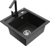 Graniidist köögivalamu Mexen Vito 6503-73-670300-70, 49 x 52 x 21 cm, must/hõbedane metallic, segisti ja sifooniga