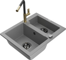 Graniidist köögivalamu Mexen Carlos 6518-71-670401-57-B, 58.2 x 47.5 x 17.7 cm, hall, segisti ja sifooniga
