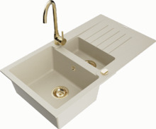 Graniidist köögivalamu Mexen Matias 6502-69-670200-50, 90 x 50.5 x 20 cm, beež, segisti ja sifooniga