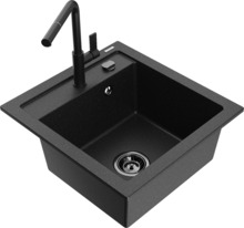Graniidist köögivalamu Mexen Vito 6503-73-670401-70-B, 49 x 52 x 21 cm, must/hõbe metallic, segisti ja sifooniga