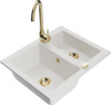 Graniidist köögivalamu Mexen Carlos 6518-20-670200-50, 58 x 47 x 17.7 cm, valge, segisti ja sifooniga