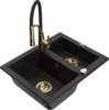 Graniidist köögivalamu Mexen Carlos 6518-77-73450-57-G, 58.2 x 47.5 x 17.7 cm, must/gold, segisti ja sifooniga