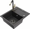 Graniidist köögivalamu Mexen Enzo 6506-76-670401-57-B, 57.6 x 46.5 x 17.4 cm, must täpiline, koos segisti ja sifooniga