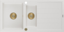 Graniidist köögivalamu Mexen Andres 6515101510-20-G, 1000 x 500 mm, valge/gold, sifooniga