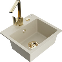 Graniidist köögivalamu Mexen Milo 6505-69-670300-50, 43.5 x 41 x 17.1 cm, beež, koos segisti ja sifooniga
