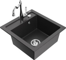 Graniidist köögivalamu Mexen Vito 6503-76-670700-00, must granite, segisti ja sifooniga