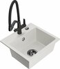 Graniidist köögivalamu Mexen Milo 6505-20-671701-70-B, 43.5 x 41 x 17.1 cm, valge/must, segisti ja sifooniga
