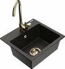 Graniidist köögivalamu Mexen Milo 6505-75-670200-50, 43 x 41 x 17 cm, must/kuldne, segisti ja sifooniga