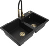 Graniidist köögivalamu Mexen Tomas 6516-77-73450-57-G, 80 x 50 x 19 cm, must/gold, segisti ja sifooniga