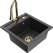 Graniidist köögivalamu Mexen Vito 6503-76-670101-50, black granite, segisti ja sifooniga