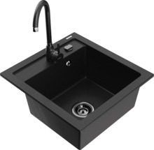 Graniidist köögivalamu Mexen Vito 6503-77-670200-70-B, 49 x 52 x 21 cm, must, segisti ja sifooniga