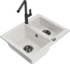 Graniidist köögivalamu Mexen Carlos 6518-20-670401-70-B, 58.2 x 47.5 x 17.7 cm, valge, koos segisti ja sifooniga