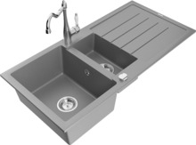 Graniidist köögivalamu Mexen Andres 6515-71-670700-00, 100 x 50 x 20 cm, hall/kroom, segisti ja sifooniga