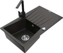 Graniidist köögivalamu Mexen Cesar 6514-75-670300-70, 77.5 x 47 x 19 cm, metallic black/gold/black, segisti ja sifooniga