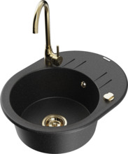 Graniidist köögivalamu Mexen Kevin 6517-73-670200-50, 58.6 x 45.8 x 18 cm, must/hõbe metallic