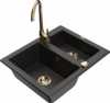 Graniidist köögivalamu Mexen Carlos 6518-75-670200-50, 58 x 47 x 17.7 cm, must/kuldne metallic, segisti ja sifooniga