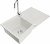 Graniidist köögivalamu Mexen Cesar 6514-20-670200-00, 77.5 x 47 x 18 cm, valge/hõbedane, koos segisti ja sifooniga