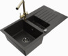 Graniidist köögivalamu Mexen Matias 6502-75-671600-50-B, 90 x 50.5 x 20 cm, metallic must/kuldne, segisti ja sifooniga