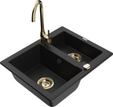 Graniidist köögivalamu Mexen Carlos 6518-77-670200-50, 58 x 47 x 17.7 cm, must, segisti ja sifooniga
